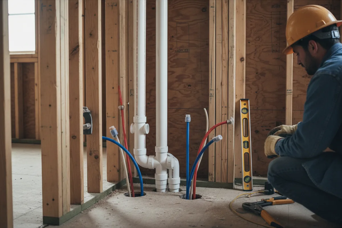 Drain and supply rough-in during Sump Pump Repair in Baird